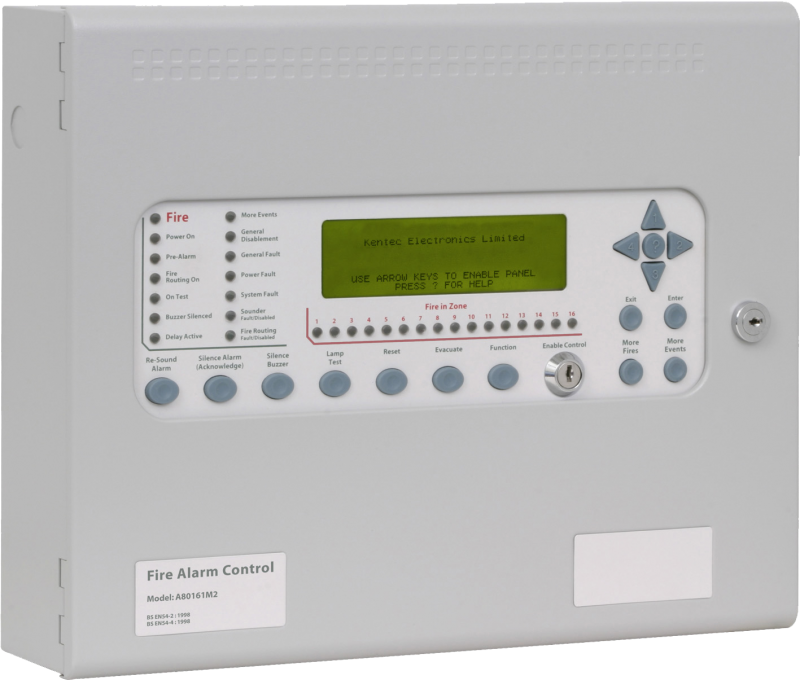 Kentec A80161M2 Syncro AS 1 Loop Hochiki Protocol Fire Alarm Control Panel With Enable Keyswitch