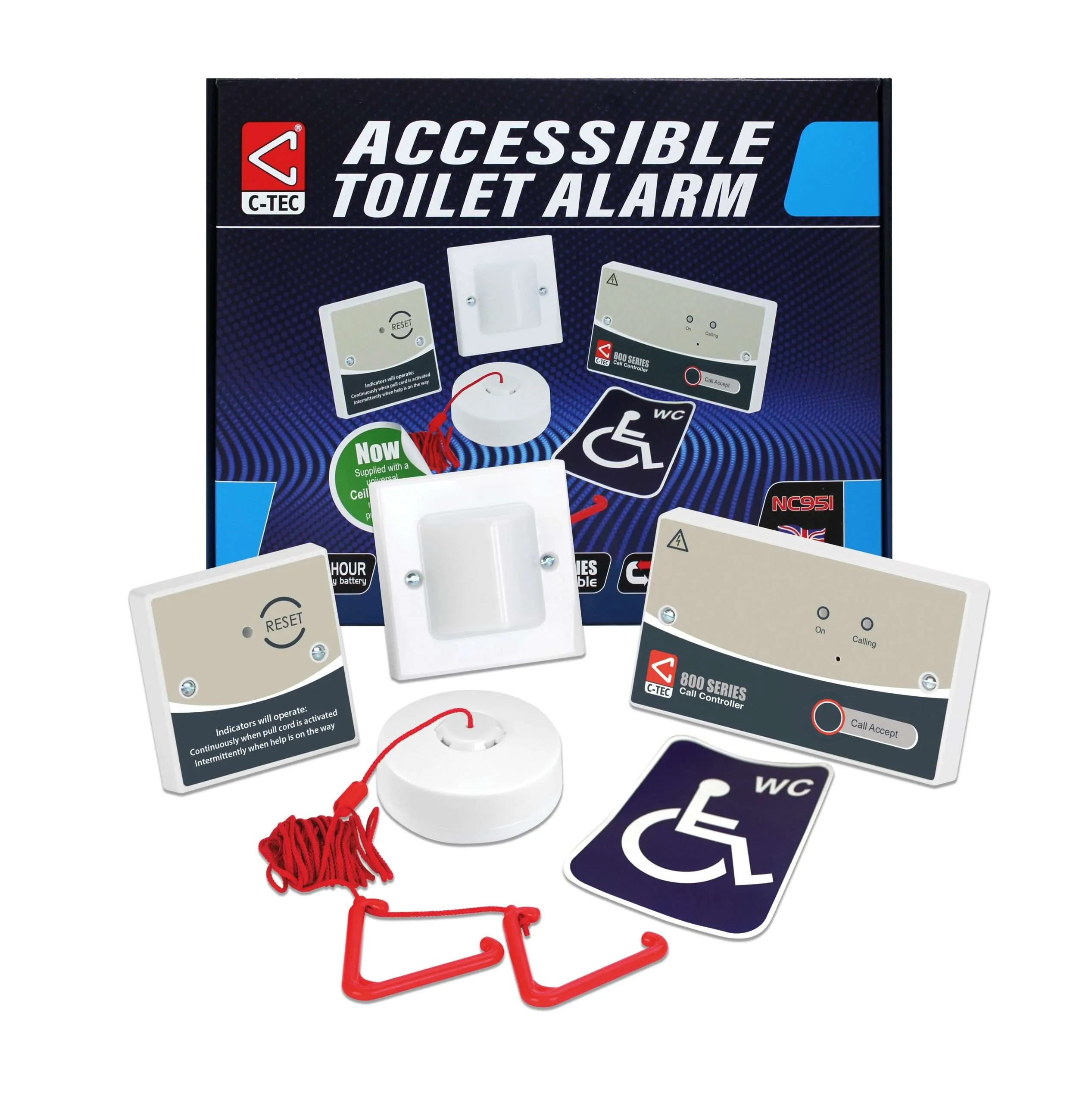 C-TEC ACCESSIBLE TOILET ALARM KIT WITH CALL ACCEPT FUNCTION AND BATTERY BACKUP