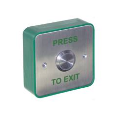 Exit Button c/w Green Surface Back Box "PRESS TO EXIT