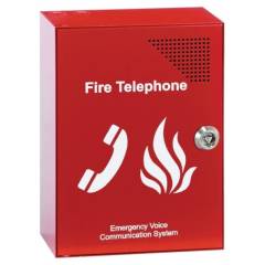 C-TEC FIRE TELEPHONE IN RED METAL BOX, LIFT LOCK VERSION (TYPE A)